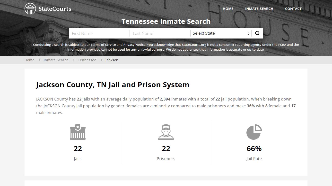 Jackson County, TN Inmate Search - StateCourts