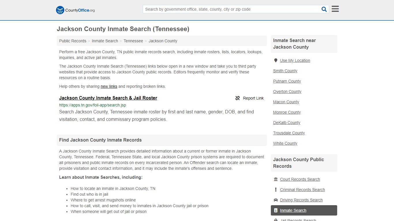 Inmate Search - Jackson County, TN (Inmate Rosters & Locators)